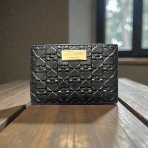 Kate Spade Black Heart Quilted Card Holder